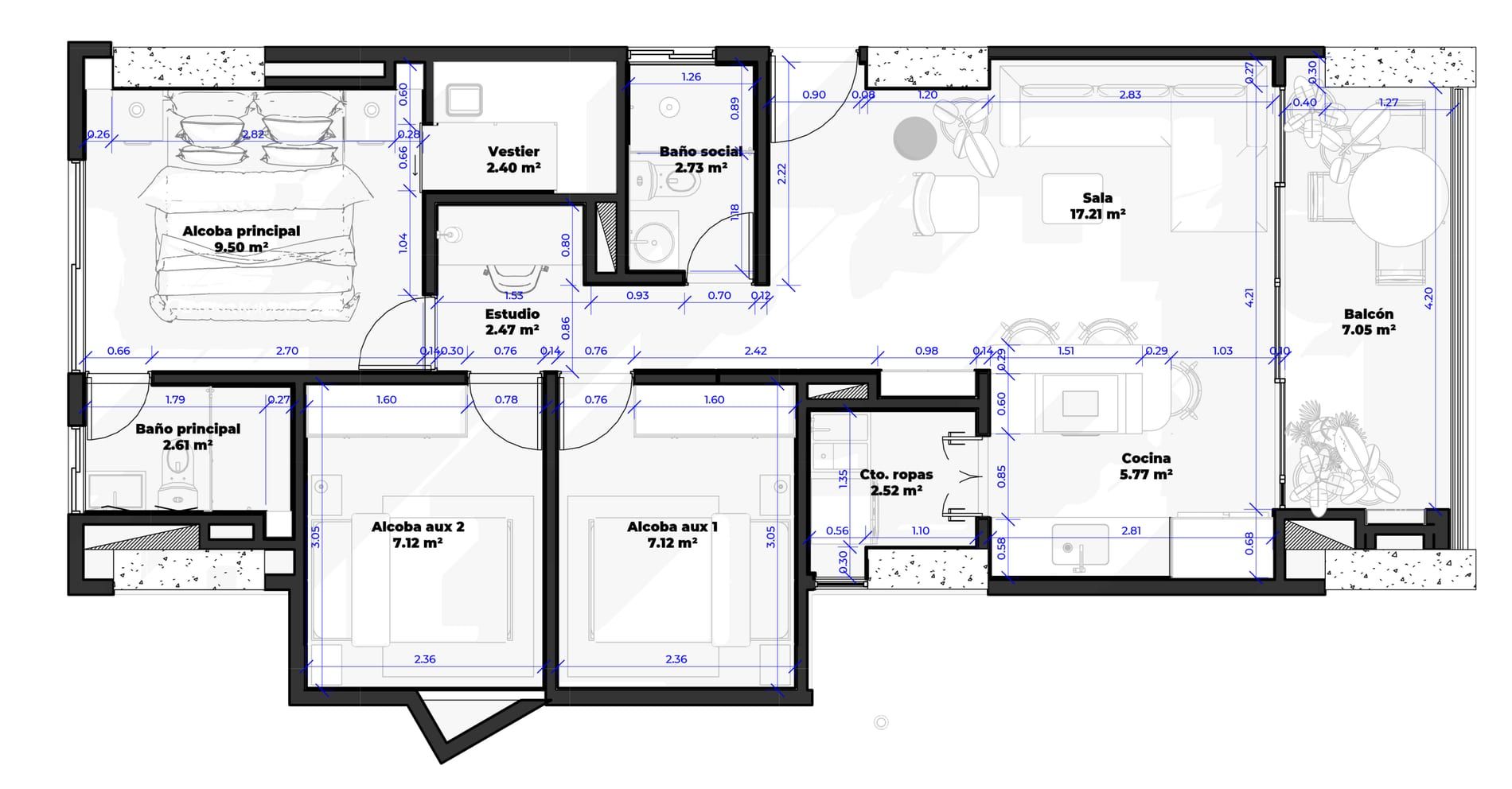 Planta de distribución del apartamento