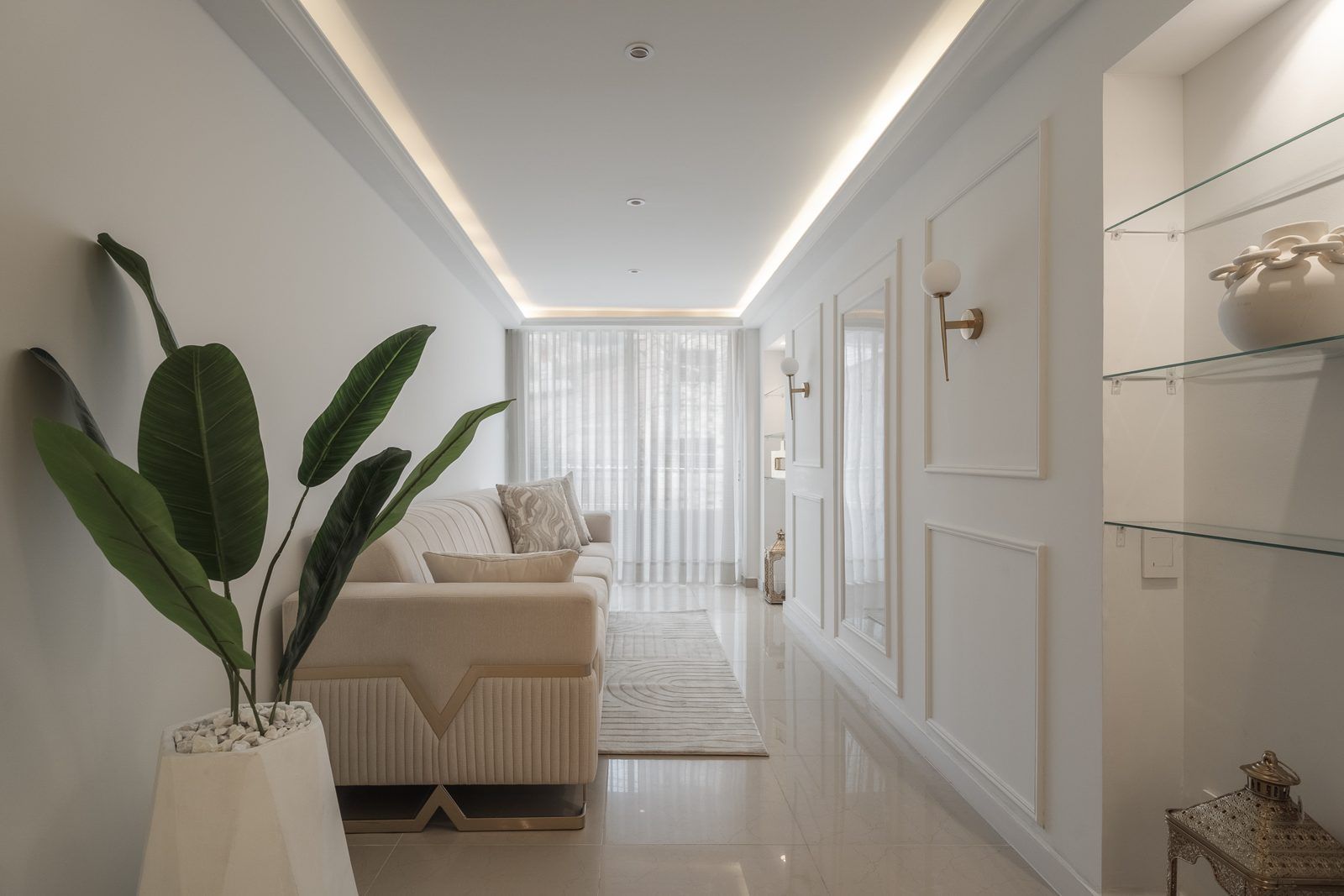 Sala en tonos blancos
